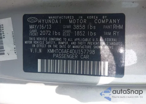 2013 Hyundai Veloster Turbo W/Black из США, поврежденный, VIN KMHTC6AE4DU157798